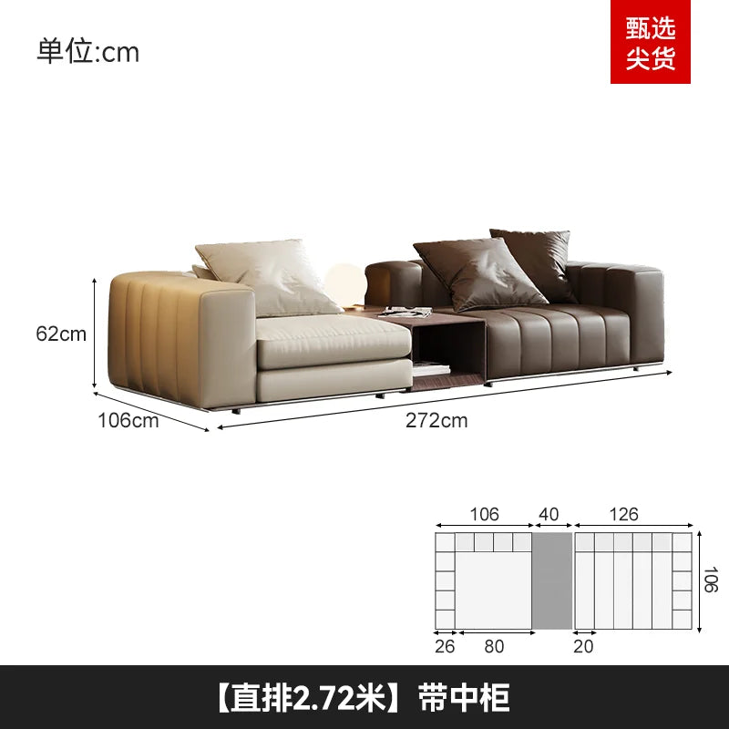 Luxus Lounge Sofa aus Echtleder im nordischen Stil – Kompaktes Designer-Ecksofa mit High-Rebound-Polsterung für modernes Wohnen