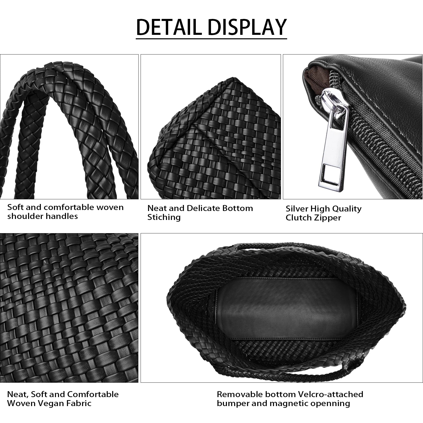 Woven Tote Bag für Damen – Veganes Leder, Große Schultertasche & Strandtasche, Vielseitige Reise- und Alltagstasche