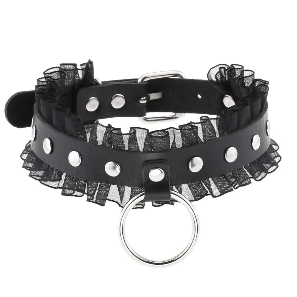 Gargantilla gótica punk con Nieten &amp; Stern – PU-Leder Halsband con Herz, Kreuz &amp; Spikes en estilo Harajuku Y2K para mujeres 