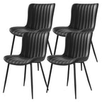 Set aus 4 schwarzen PU-Leder Esszimmerstühlen – Moderne Dining Armchairs mit Polsterung, platzsparend & komfortabel für Küche & Essbereich