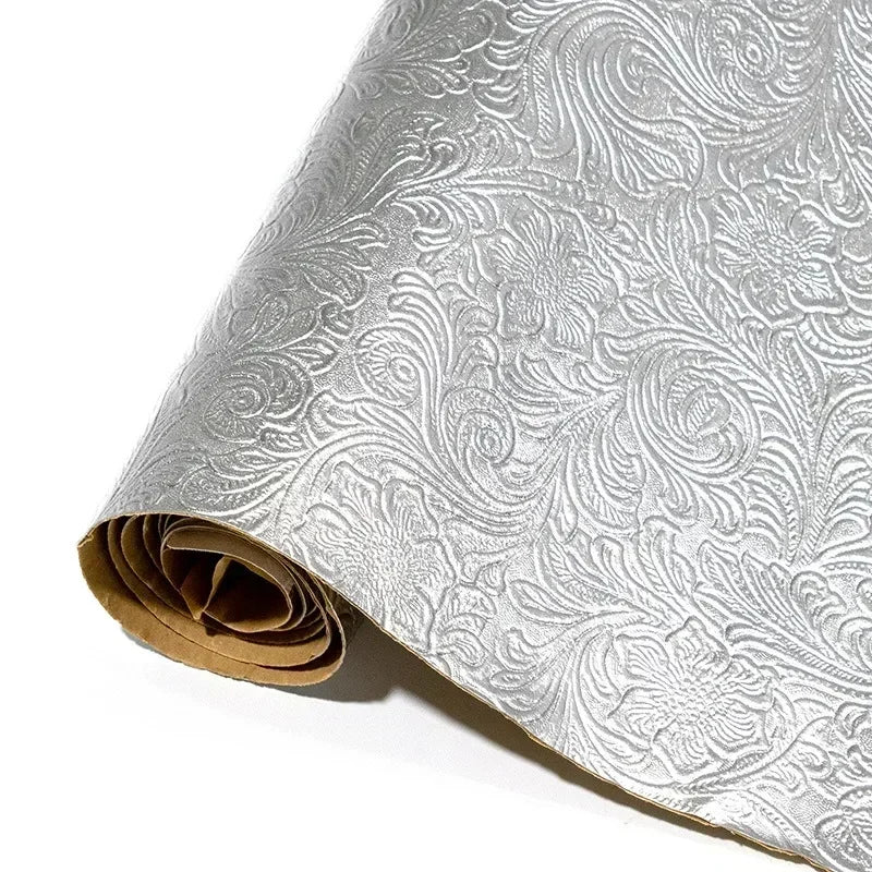 Selbstklebendes Kunstleder mit Blumenstruktur – Farbige PU Lederfolie 0,7 mm für DIY Ohrringe, Haaraccessoires & Bastelarbeiten