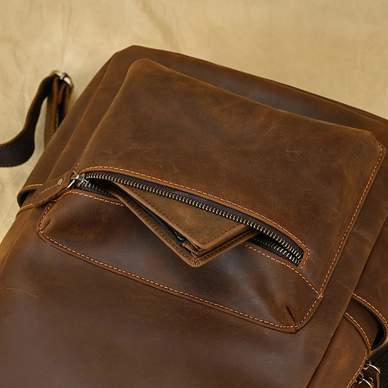 LUUFAN Leder Rucksack Unisex – Großer Echtleder Laptoprucksack für 15 Zoll, Alltag, Schule & Reise