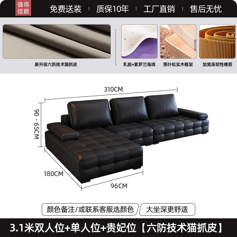 Luxuriöses Designer Leder-Ecksofa im italienischen Stil – Moderne Relax-Wohnlandschaft in L-Form aus Echtleder, individuell konfigurierbar