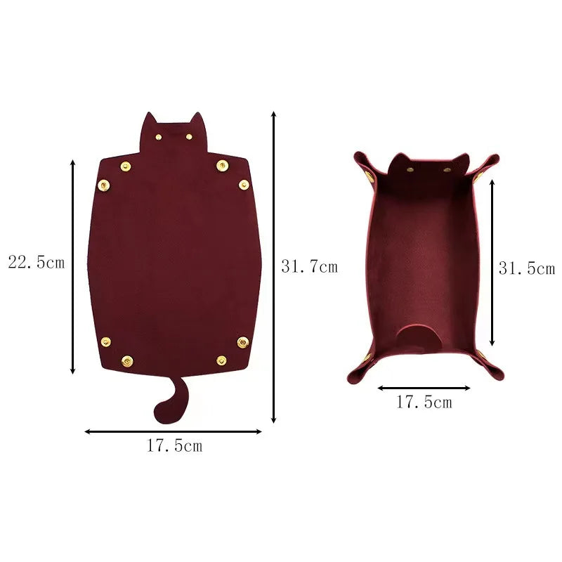 Rechteckige PU-Leder Ablageschale mit Samt – Faltbare Aufbewahrungsbox für Schlüssel, Würfel, Schmuck & Kleinteile