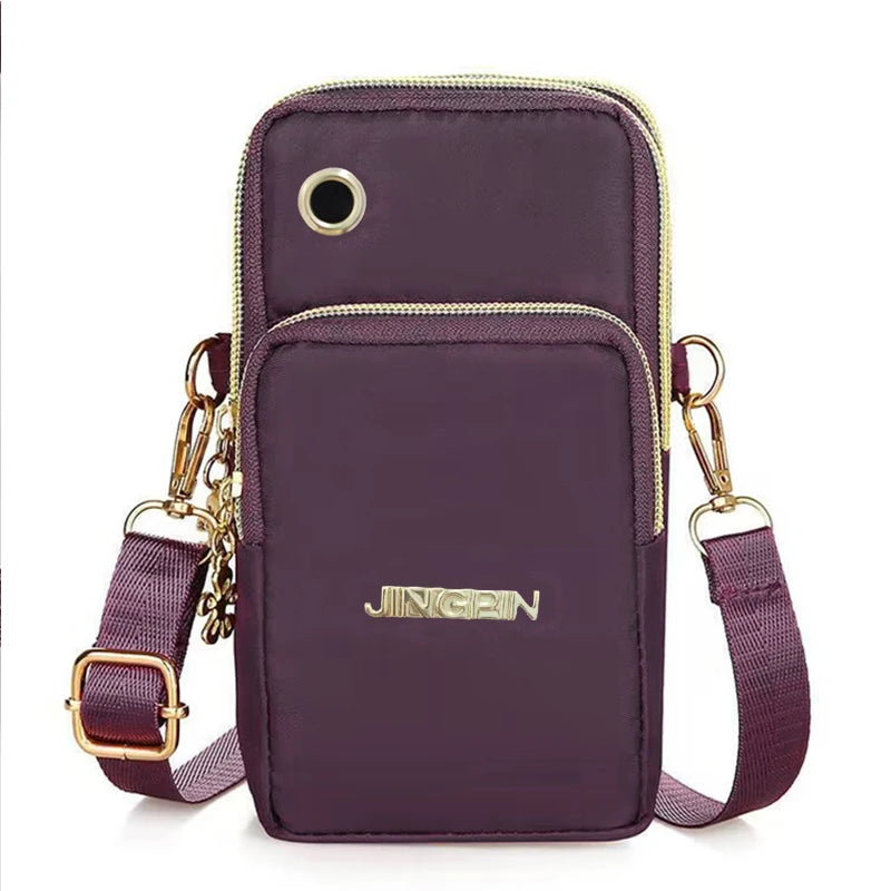 Damen Mini Crossbody Tasche – Vertikale Handy Umhängetasche mit Reißverschluss & Handschlaufe, Praktische Alltagstasche
