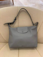 Longchamp Damen &amp; Herren Schultertasche – Grand sac fourre-tout en cuir de qualité supérieure, sacs à main et bandoulière, blanc d'eau