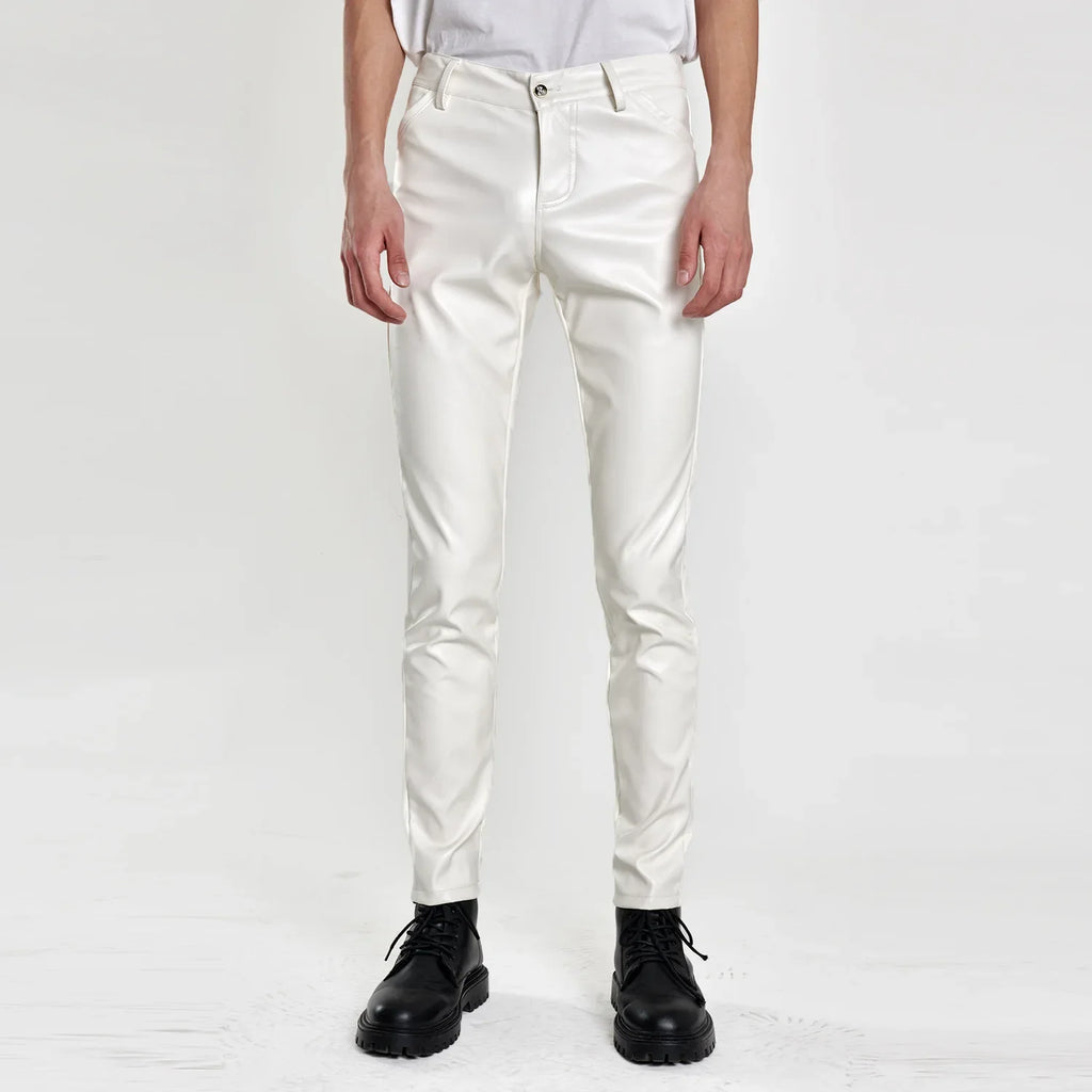 Pantalon de motard en cuir PU Slim Fit pour hommes – Pantalon de moto en rouge, bleu et orange pour fête, bar et club (Gr. 28–40)