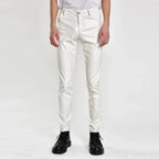 Pantalon de motard en cuir PU Slim Fit pour hommes – Pantalon de moto en rouge, bleu et orange pour fête, bar et club (Gr. 28–40)