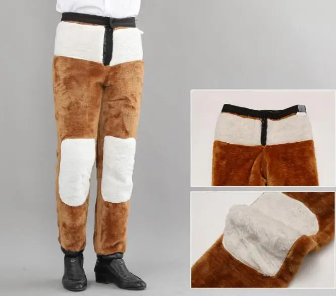 Calzas de cuero de PU de cintura alta para hombre – Calzas de motociclista elásticas, cortavientos y cálidas Calzas de cuero de invierno im geraden Schnitt (Gr. 29–42)