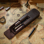 Étui à stylos en cuir véritable avec étui magnétique – Étui à stylos en cuir Crazy Horse pour 3 étuis avec étui à stylos