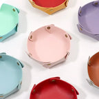 Nordische Leder Ablageschale – Faltbarer Desktop Organizer für Schlüssel, Schmuck & Kosmetik