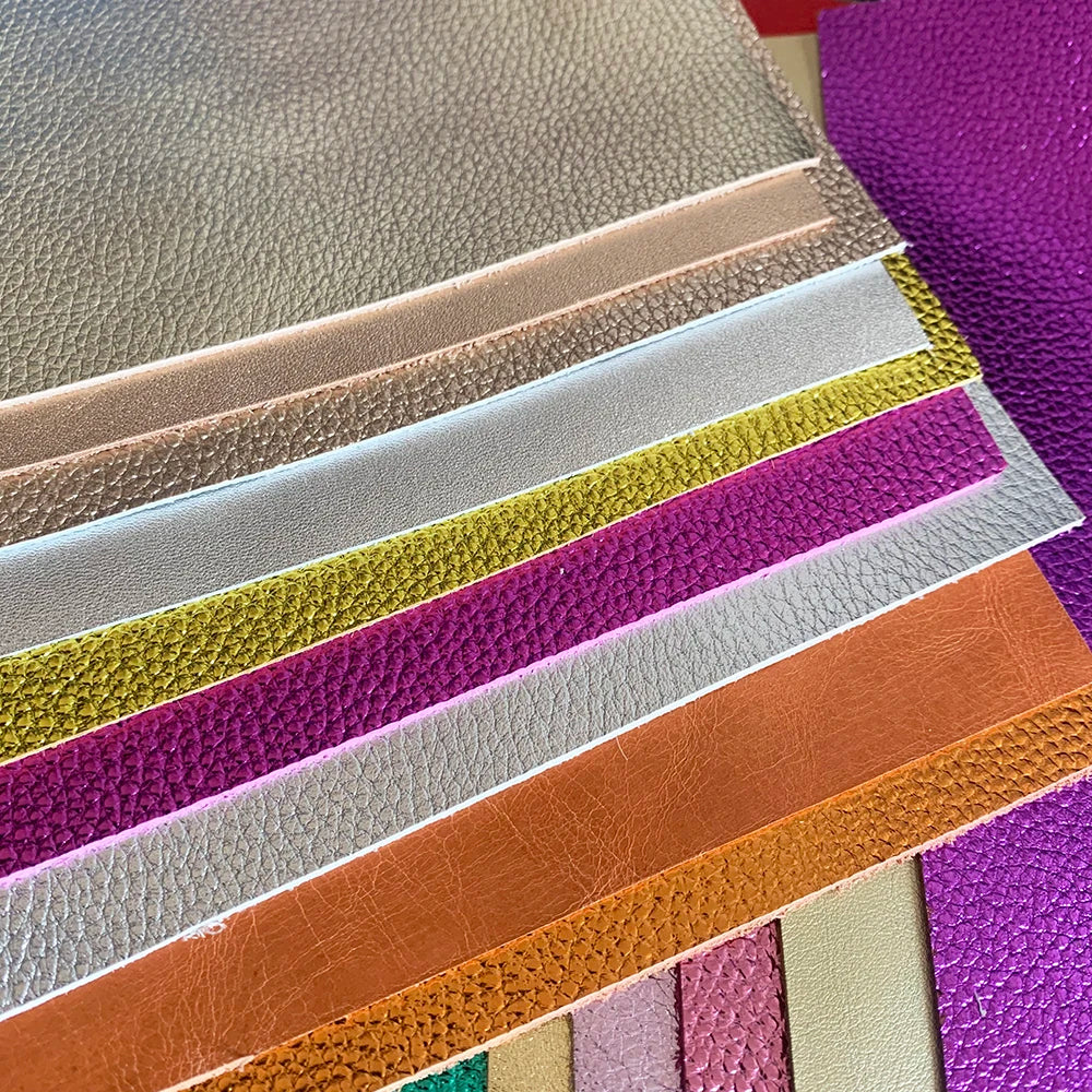 Metallisch glänzendes Echtleder Rindsleder – Gold & Silber Top Layer Leder 20 × 30 cm für DIY Taschen & Accessoires
