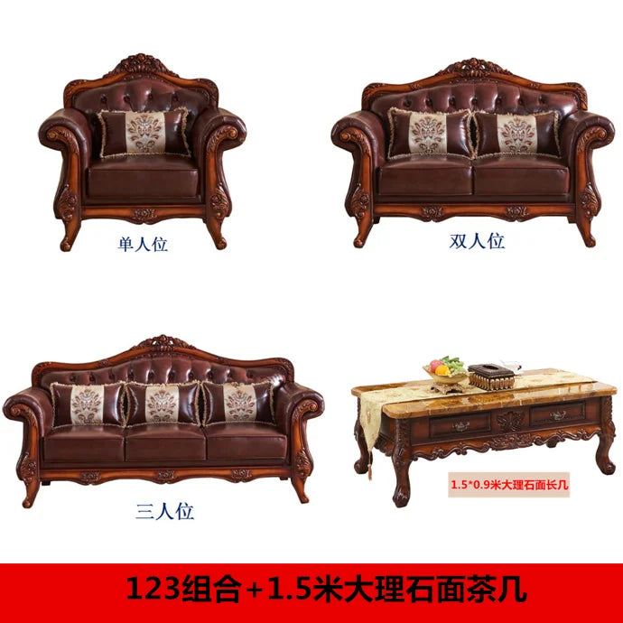 Luxuriöses Europa Ledersofa für Wohnzimmer – U-förmiges Designer-Sofa aus echtem Rindsleder & Massivholz im skandinavischen Stil