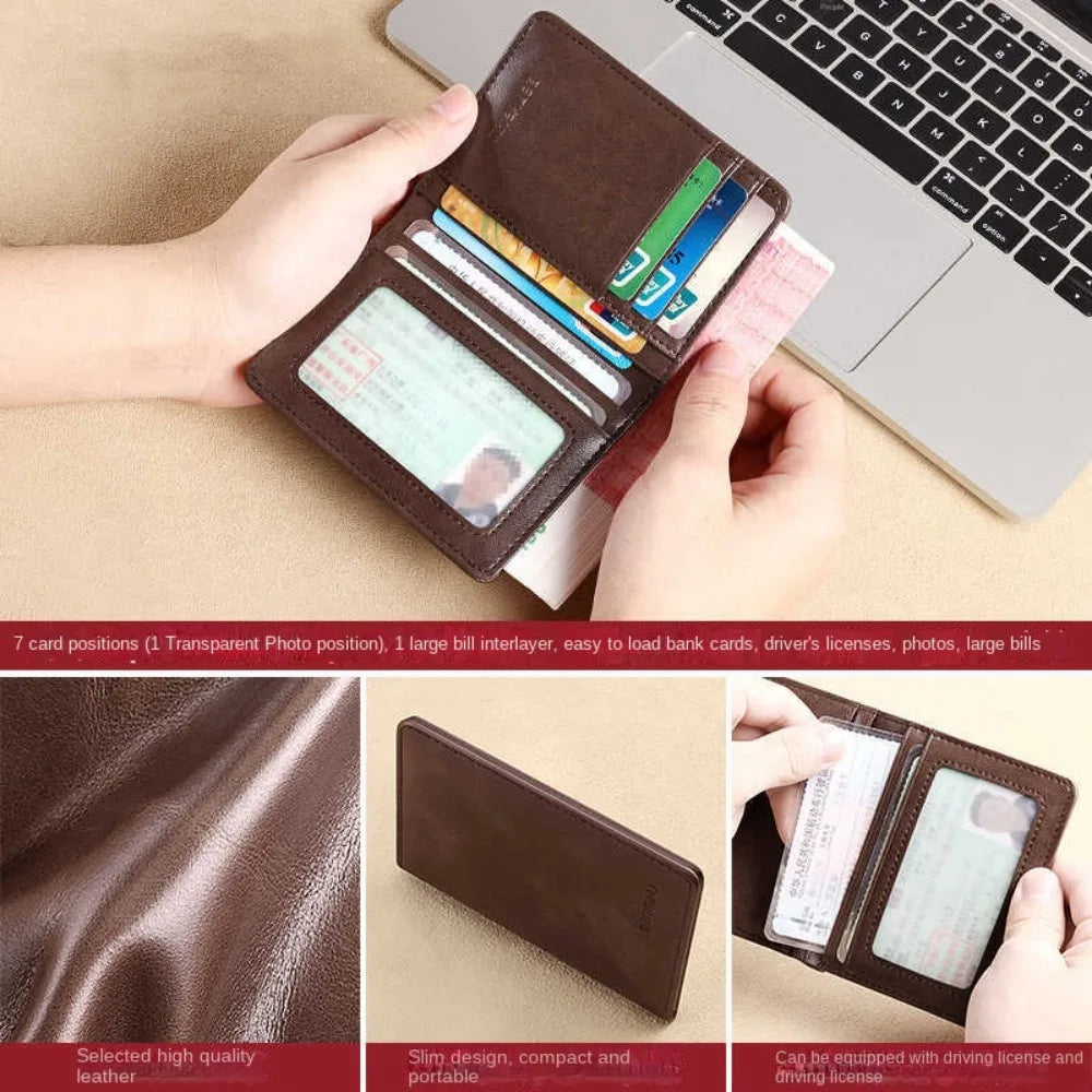 Vintage Herren Mini Geldbörse – Slim Wallet con RFID-Schutz, Kartenhalter y Geldclip para hombre 