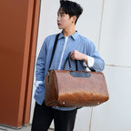 Bolsa de gimnasio para hombre de cuero PU con Python-Muster – Bolsa de fitness, bolsa de viaje y bolsa de lona para deportes, negocios y actividad física