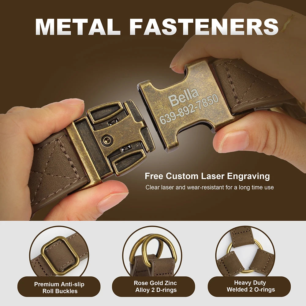 Personalisiertes PU Leder Hundegeschirr mit Namensgravur – Robustes Dog Vest Geschirr mit Schnallenverschluss für kleine, mittlere & große Hunde