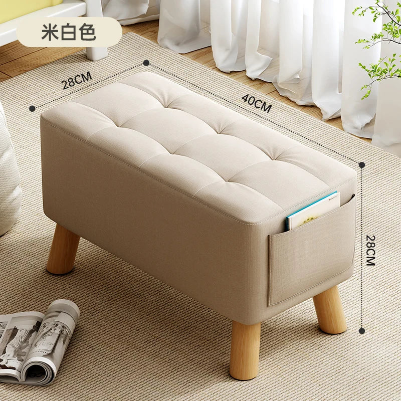 Minimalistischer Leder Fußhocker – Quadratischer Sofa- &amp; Couchtischhocker aus Kunstleder, kleiner Multifunktionshocker für Wohnzimmer 