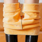 Thermo Damen PU Leder Leggings – Warm gefüttert, High Waist & figurformend, Winter Leggings mit Stretch und Fleece-Innenfutter