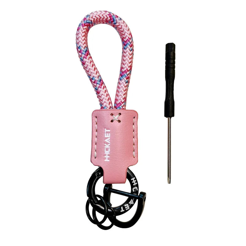 Edler Auto-Schlüsselanhänger aus echtem Leder &amp; Metall – Porte-clés unisexe avec D-Schnalle en 5 couleurs comme style Geschenkidee