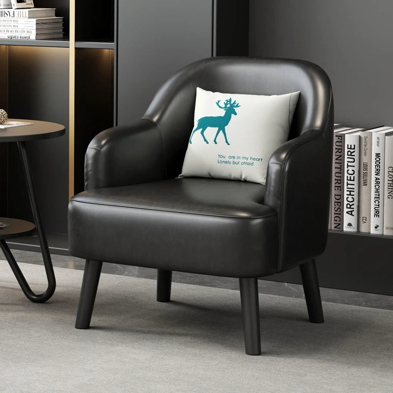 Moderner Lounge-Sessel aus Kunstleder – Bequemer Einzelsessel für Wohnzimmer, Schlafzimmer &amp; Büro, kompakter Relax- &amp; Accent Chair
