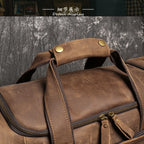 LEATHFOCUS Herren Leder Reisetasche Vintage – Große Crazy Horse Travel Bag aus vollnarbigem Rindsleder, Business- &amp; Weekender Tasche Braun