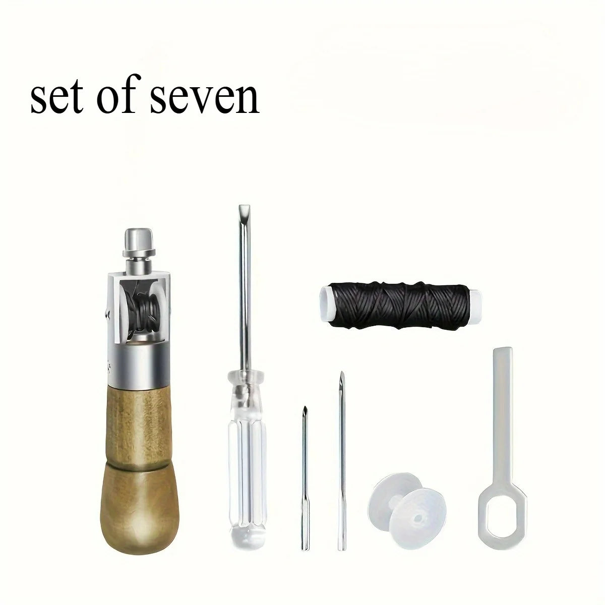 7-teiliges Profi Lockstitch Nähset – Hochwertiges Handnäh-Werkzeug für Möbel-, Leder- & Reparaturarbeiten