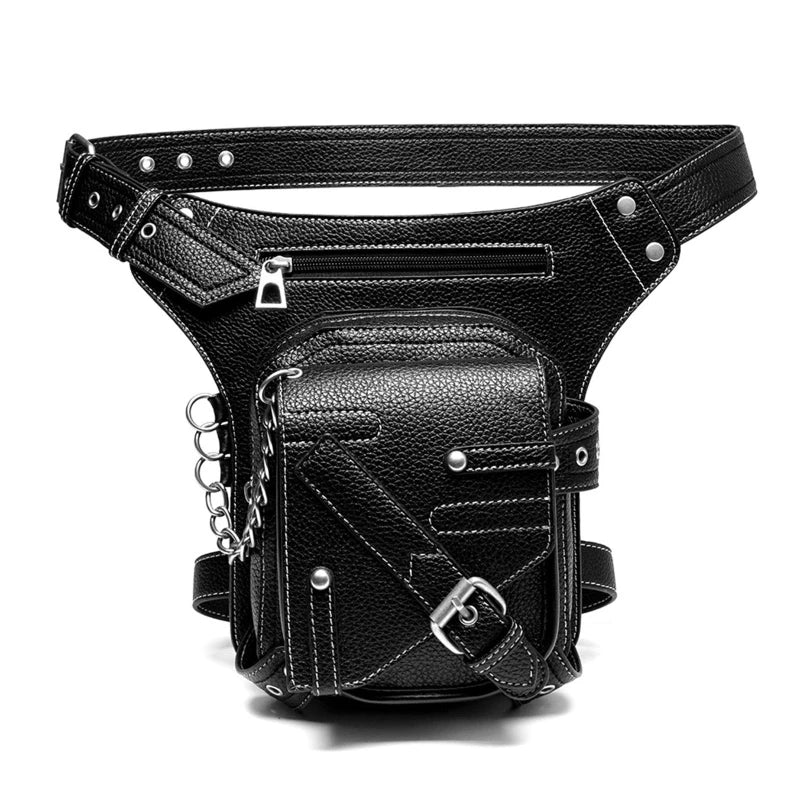 Steampunk Damen & Herren Bauchtasche – Gothic PU-Leder Fanny Pack, Crossbody & Thigh Leg Hip Holster für Reisen und Festivals