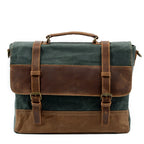 MUCHUAN Herren Vintage Waxed Canvas Messenger Bag – Wasserdichte Schultertasche mit Lederakzenten für Büro & Alltag