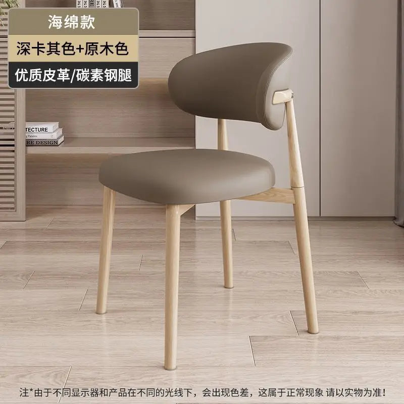 Italienischer Polster-Esszimmerstuhl aus Leder – Moderner Küchenstuhl mit Rückenlehne, High-Density Schaum &amp; stabilem Eisenrahmen im nordischen Design