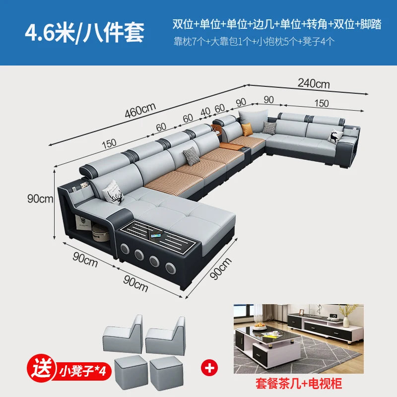 Designer Luxus Ledersofa – Modernes, erweiterbares Center-Seater & Sectional Sofa aus Echtleder für exklusive Wohnräume
