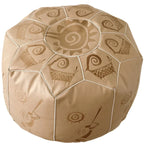 Handgefertigter marokkanischer Leder Pouf – Luxus Puff &amp; Fußhocker aus echtem Ziegenleder, ungefüllt (53 × 35 cm) 