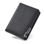Schwarze Slim Wallet aus PU-Leder – Mini-Geldbörse mit Kartenfächern, Ausweis- und Kreditkartenhalter, geometrischem Design