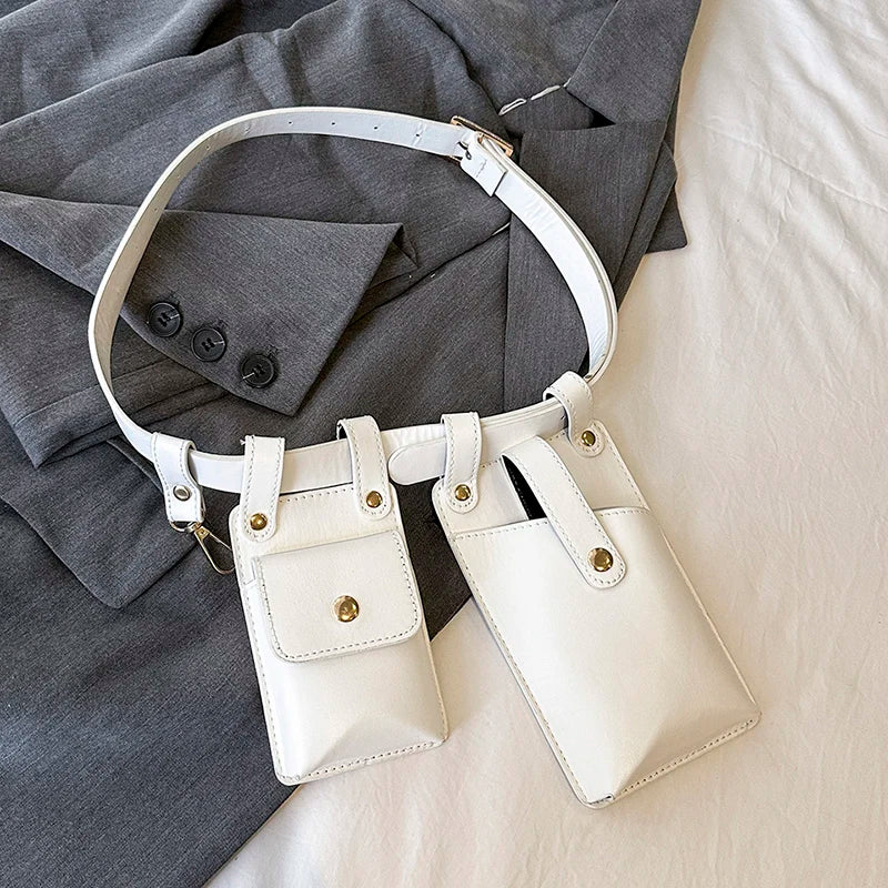 LXHYSJ Damen 2-in-1 Bauchtasche – Leder Crossbody & Chest Bag, Designer Mini Fanny Pack für Frauen 2024