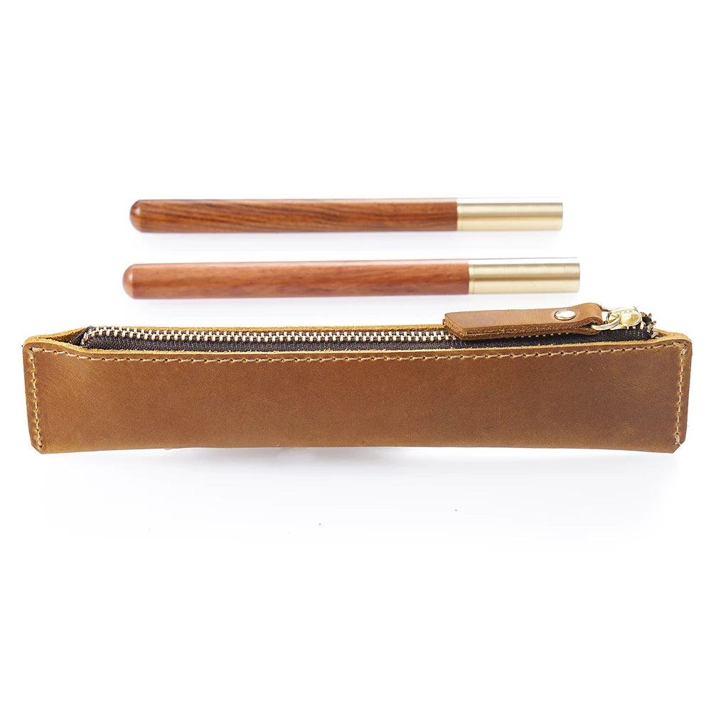 Mini Stifteetui en véritable cuir – Handgefertigter Leder-Organizer für Büro, Schule &amp; Reisen