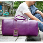 Große Leder Reisetasche aus echtem Rindsleder – Weiche Cowhide Duffle Bag mit Schuhfach, hochwertige Schultertasche für Damen & Herren