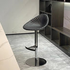 Designer Leder Barhocker mit Rückenlehne – Höhenverstellbarer &amp; drehbarer Minimalistischer Barstuhl in Light-Luxury-Optik 