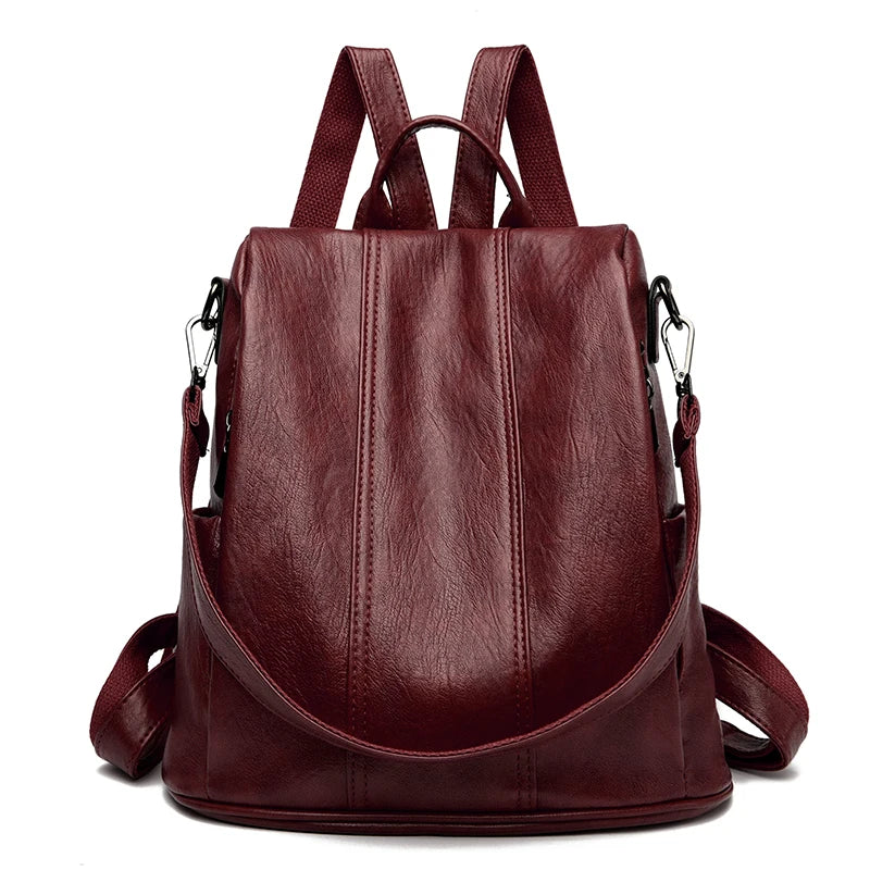 KMFFLY Damen Anti-Diebstahl Rucksack – Vintage PU-Leder Rucksack mit großem Stauraum für Schule, Alltag & Reise