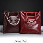 Große Damen Handtasche aus echtem Rindsleder – Vintage Tote Bag mit viel Stauraum für Büro, Alltag & Shopping