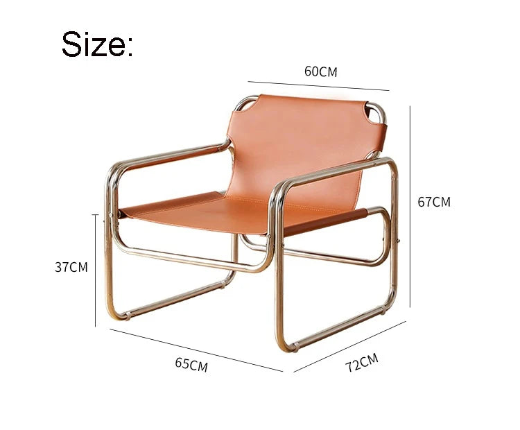 Sillón Bauhaus aus Sattelleder &amp; Edelstahl – Diseñador clásico-Lehnstuhl im minimalistaischen Stil für Wohnzimmer