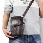 MOJOYCE Herren Leder Messenger & Bauchtasche – Tragbare Cowhide Crossbody Bag mit Multi-Fächern für Outdoor, Sport & Alltag
