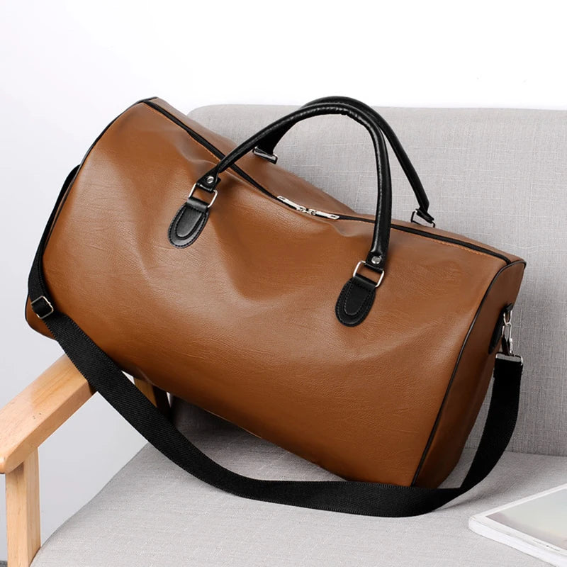 OLN Herren PU-Leder Gym Bag – Sportliche Duffle- & Reisetasche für Fitness, Business, Wochenende und Reisen