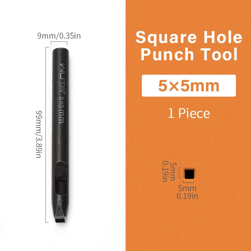 WUTA Basic Rechteck Lederstanzer – Quadratischer & Oblonger Hohlstanzer aus Carbonstahl für Gürtel, Riemen & Uhrenarmbänder