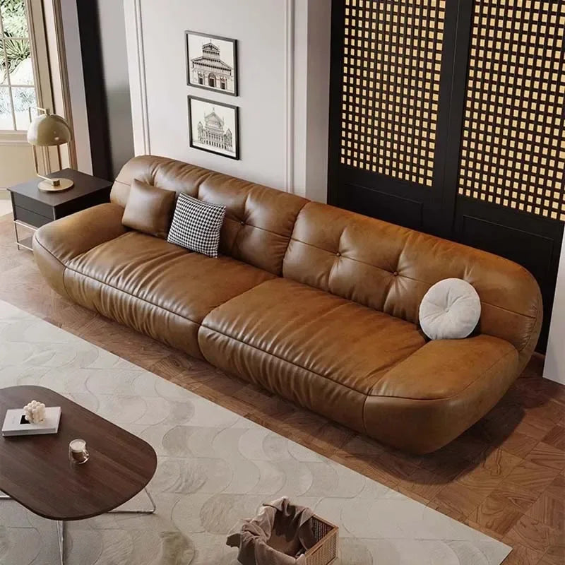 Luxus Leder Sofa für das Wohnzimmer – Modernes europäisches Design, elegante Wohnlandschaft für stilvolle Raumgestaltung