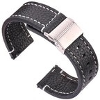 Weiches Uhrenarmband aus echtem Rindsleder – Quick Release Leder Watchband 18 / 20 / 22 / 24 mm mit Edelstahl-Faltschließe für Damen & Herren