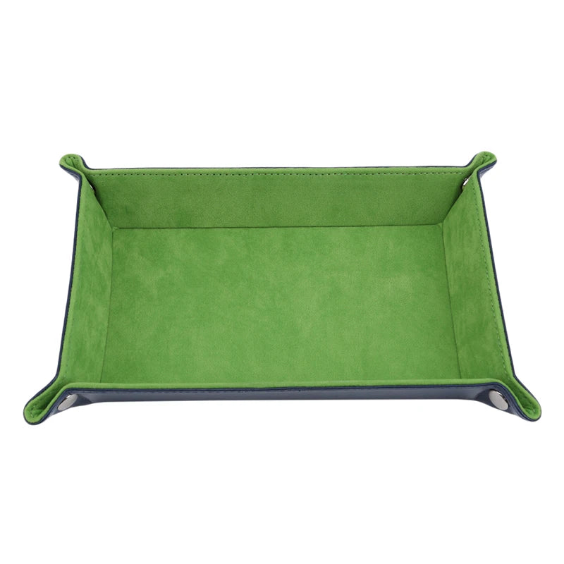 Rechteckige PU Leder Ablageschale mit Samt – Faltbares Storage Tray für Spiele, Schlüssel, Geldbörse & Kleinteile
