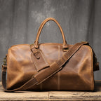 ROOG Premium Vintage Leder Tote Bag – Große Reisetasche aus echtem Rindsleder mit Reißverschluss, vielseitige Herren Duffle & Crossbody Tasche