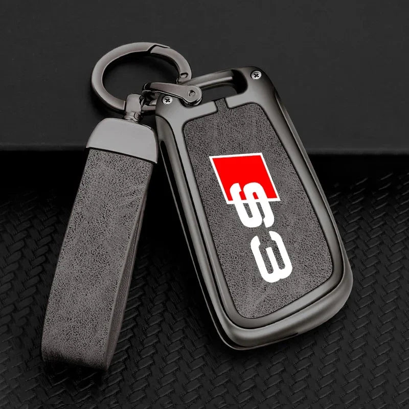 Premium Autoschlüssel Hülle aus Zinklegierung & Leder für Audi A3 (8L/8P/8V), S3 & RS3 – Elegantes Key Case Cover mit Schlüsselanhänger