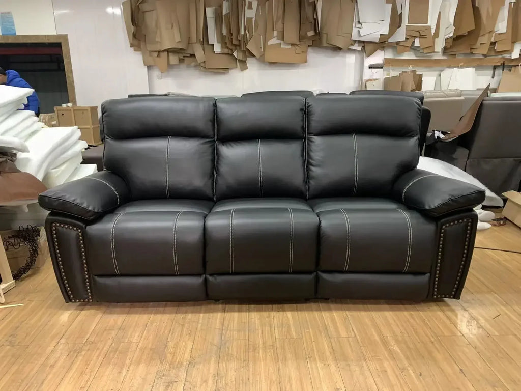 Ensemble de canapé-lit électrique à 3 places en bois – Style américain, canapé inclinable électrique pour la chambre de femme, salon de vie confortable 