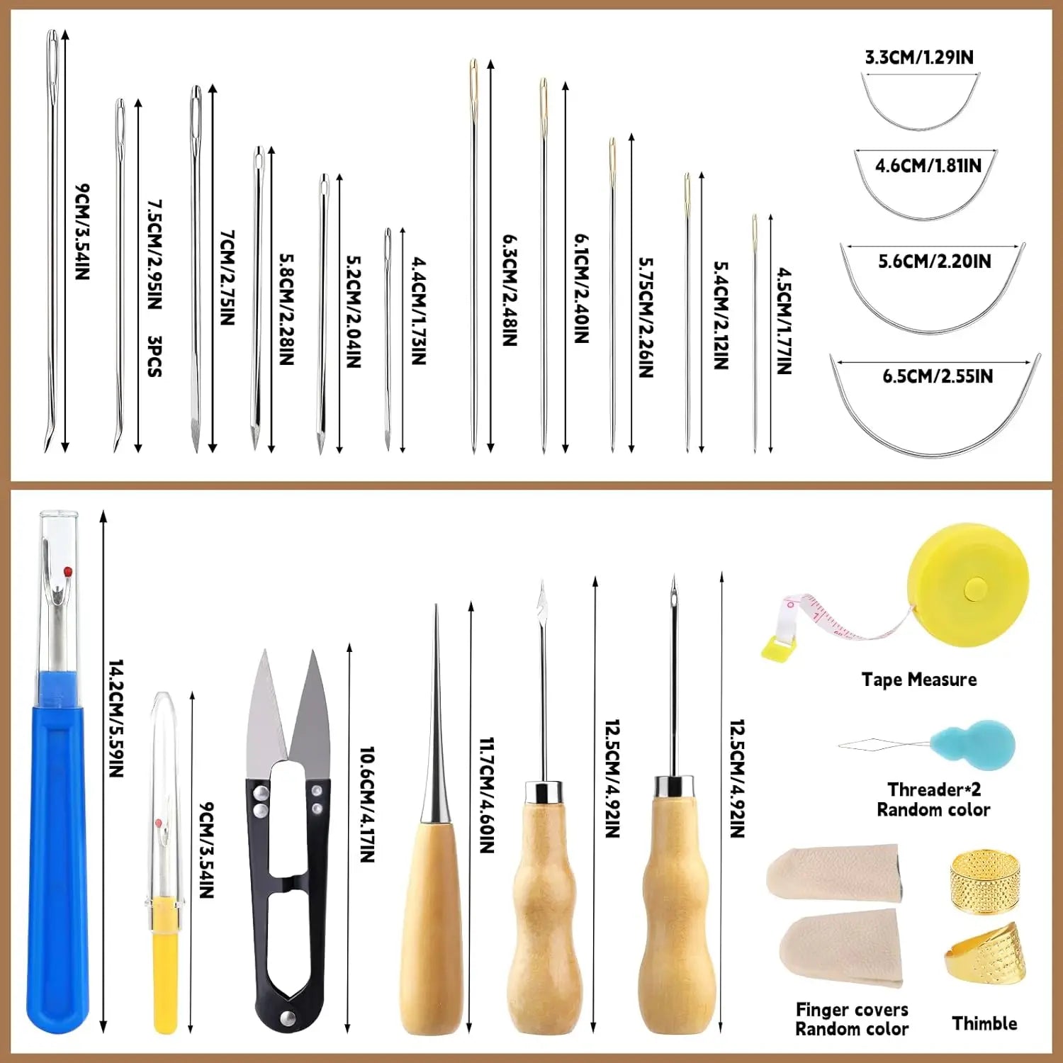 IMAZY Leder Nähset für Polster & Reparatur – Komplettes Handnäh-Werkzeugset mit gewachstem Garn, Nadeln & Ahlen