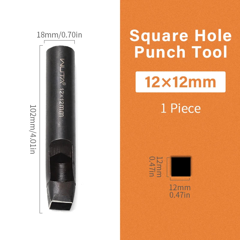 WUTA Basic Rechteck Lederstanzer – Quadratischer & Oblonger Hohlstanzer aus Carbonstahl für Gürtel, Riemen & Uhrenarmbänder